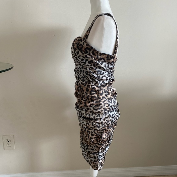 NWT Nicole Miller Leopard Print Ruched Dress - Picture 5 of 14